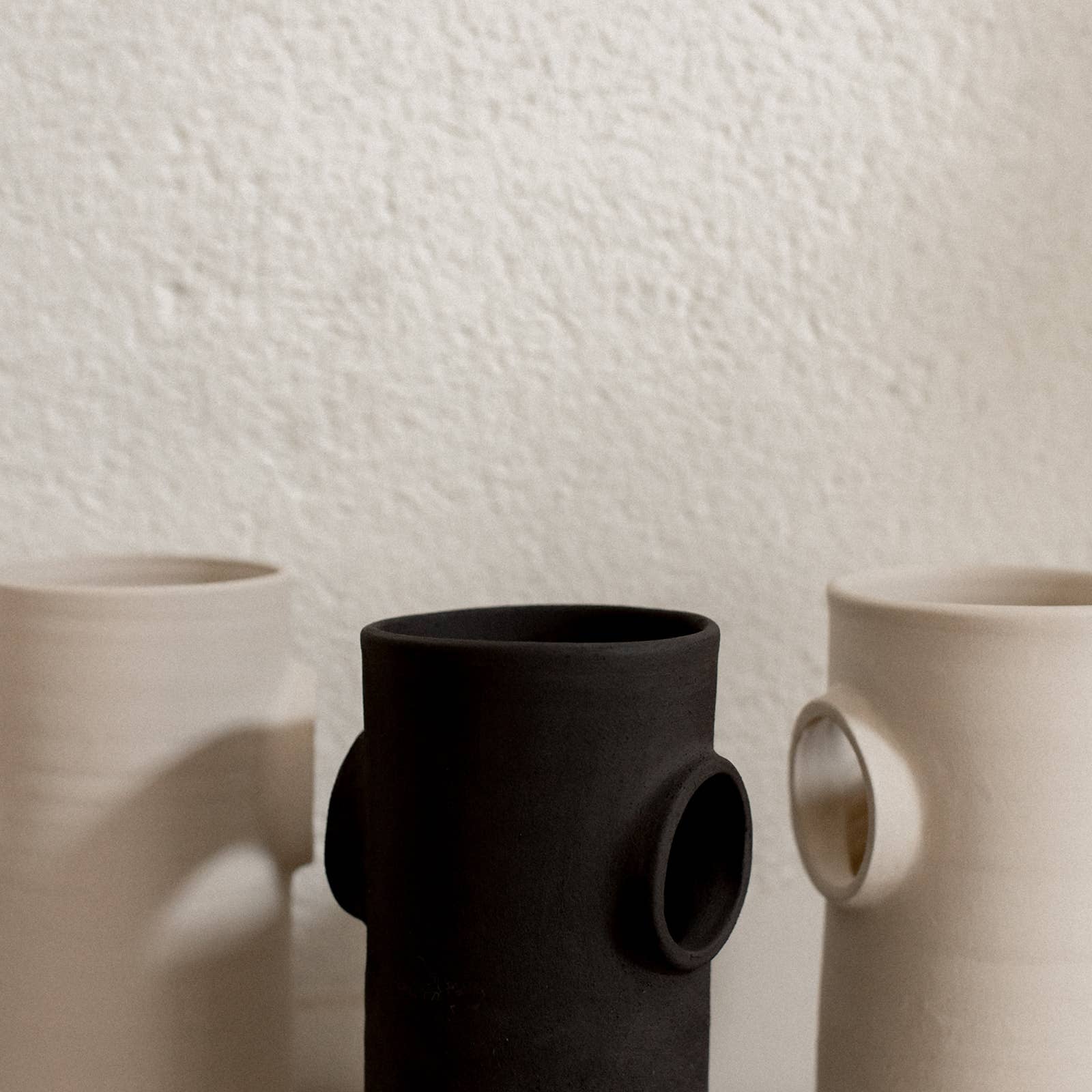 Handmade minimalist raw design ceramic vase Bubbles: Beige