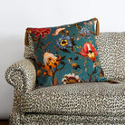 Artemis Large Tassel Velvet Cushion in Petrol