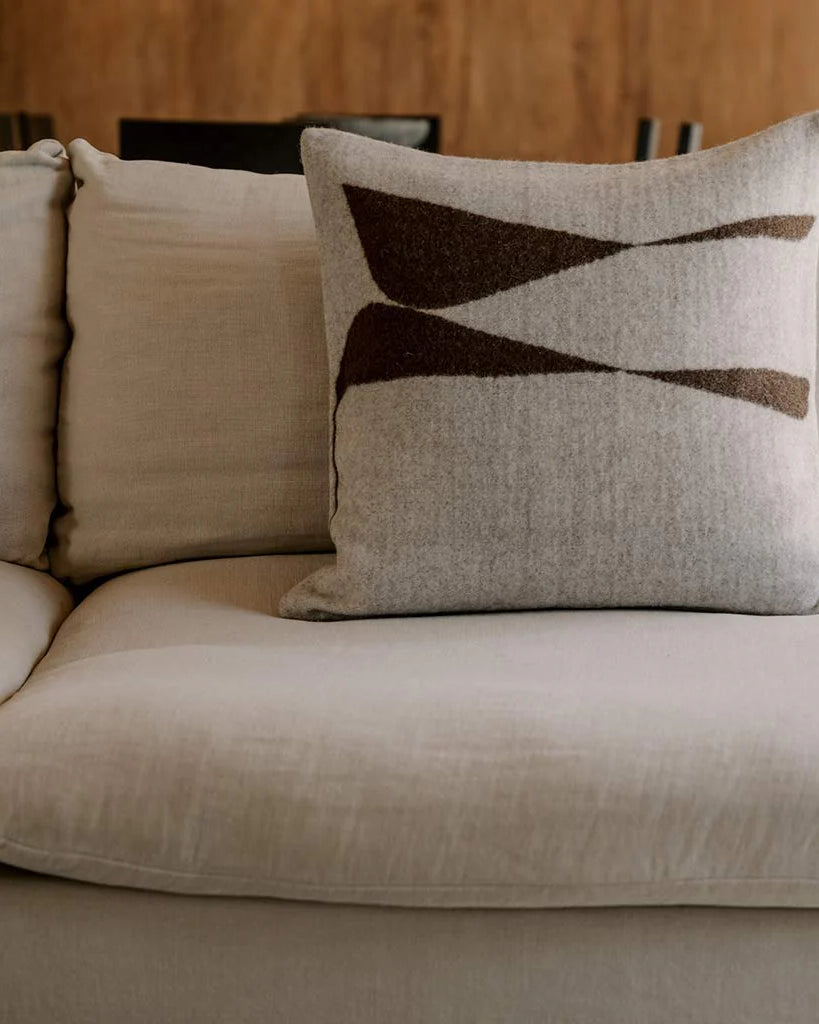 Berlin Throw Pillow in Ivory & Coffee