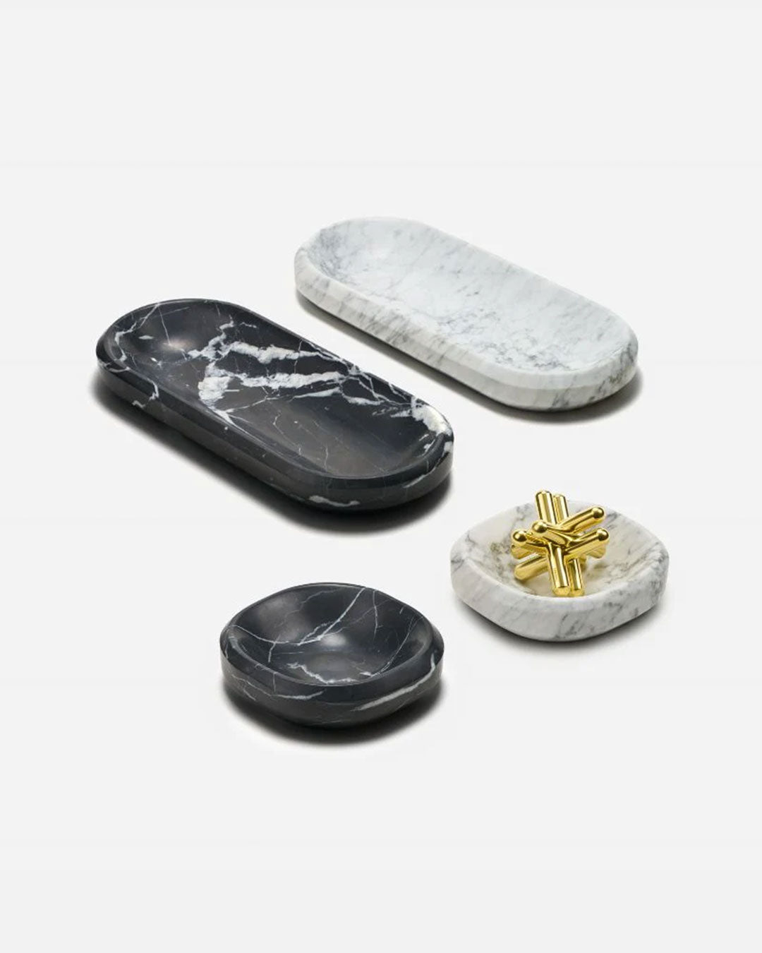 Small Black Marble Facet Bowl