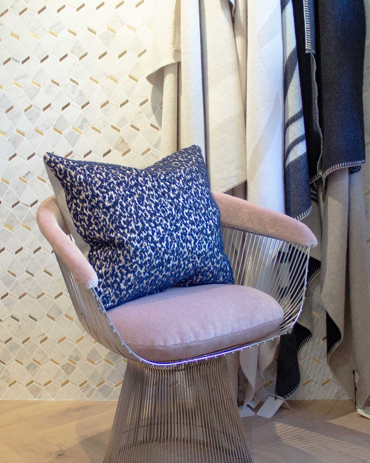 Pillow in Feline Navy & Gold