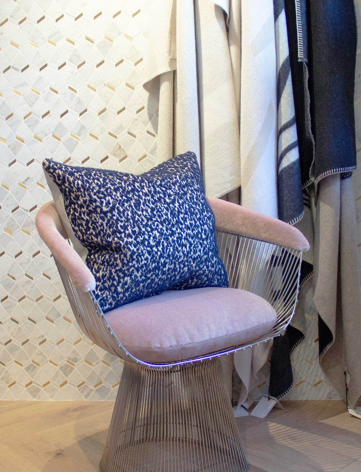 Pillow in Feline Navy & Gold