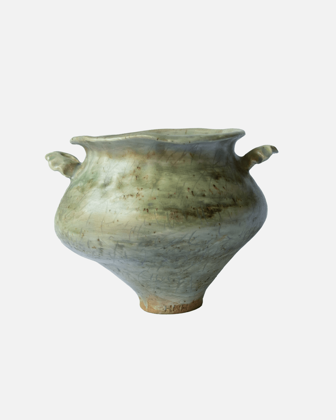 Handmade Winged Scribed Sage Vase