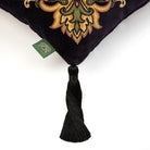Labyrinth Medium Velvet Tassel Cushion in Noir