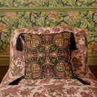 Labyrinth Medium Velvet Tassel Cushion in Noir