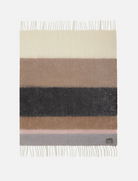 Mohair Stripe - Black, Brown & Rose Throw