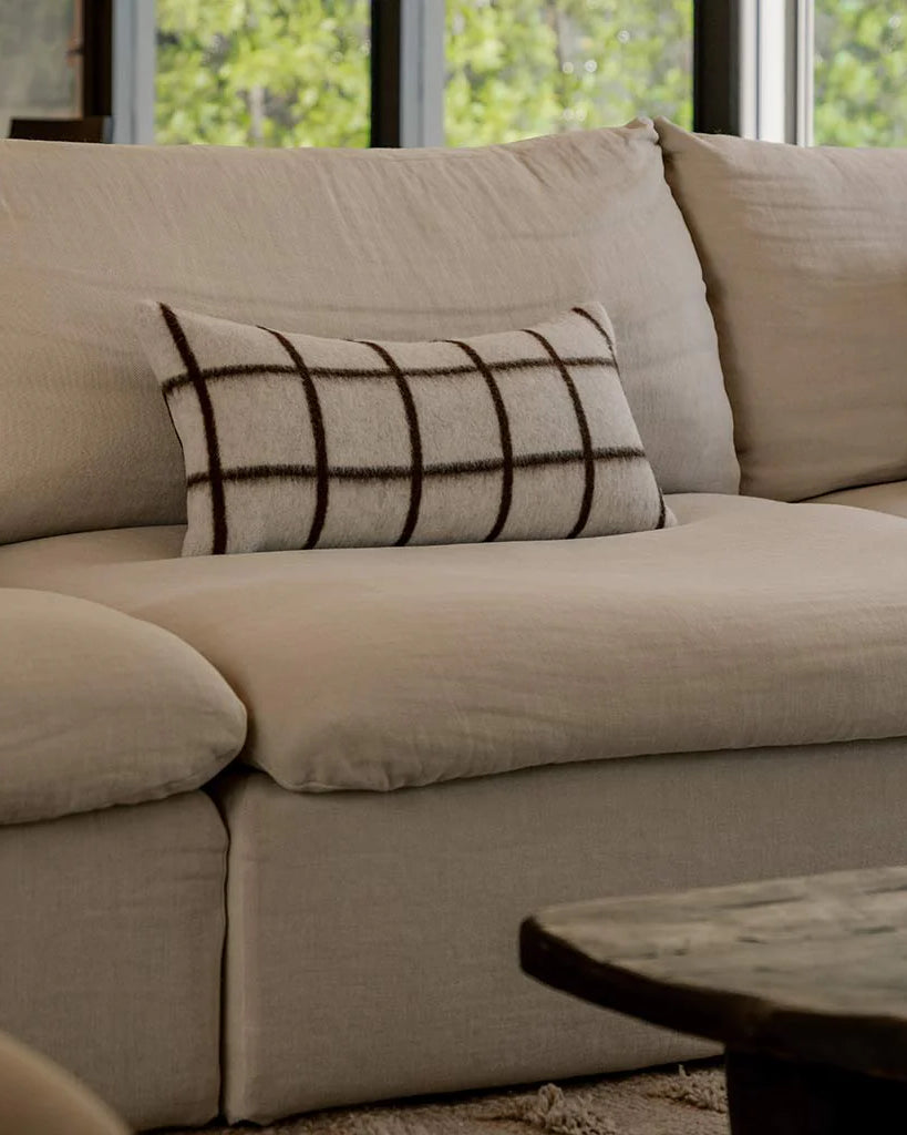 Umi Throw Pillow in Ivory & Coffee