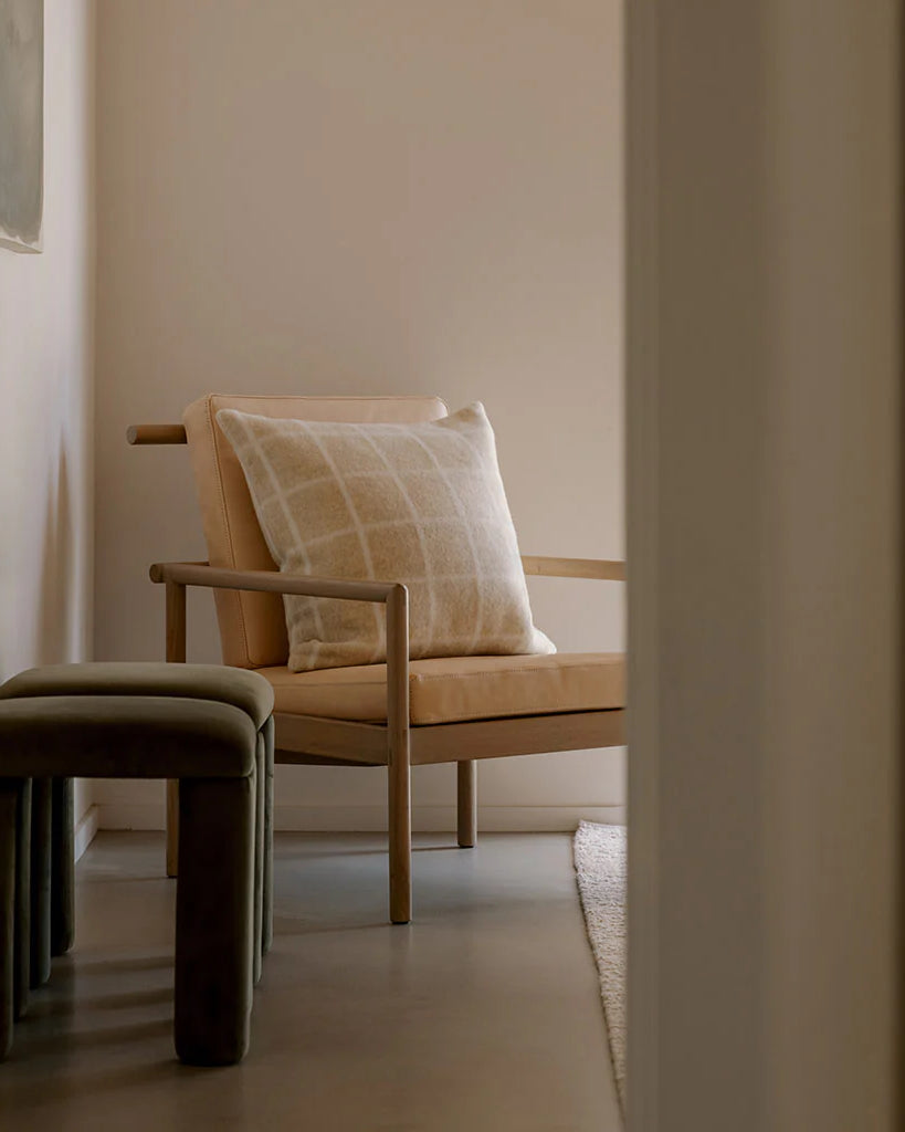 Umi Throw Pillow in Limestone & Ivory