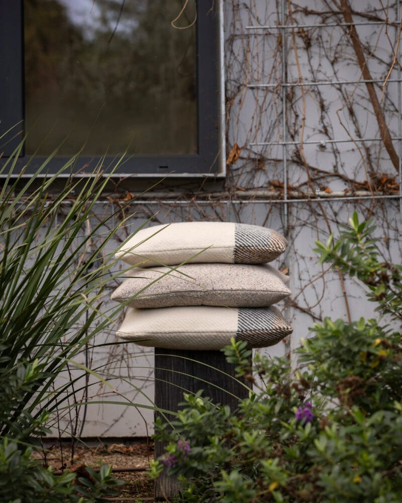 Veneto Cushion Cover in Off White and Brown Grey