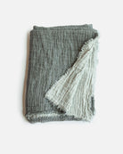 Washed Waffled Linen Blanket in Steel