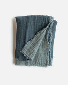 Washed Waffled Linen Blanket in Vintage Jeans
