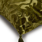 Anaconda Large Tassel Cut-Velvet Cushion - Olive Green