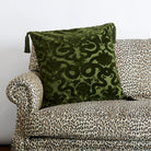 Anaconda Large Tassel Cut-Velvet Cushion - Olive Green