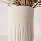 Handmade raw Stripe wabi-sabi design ceramic vase: Beige