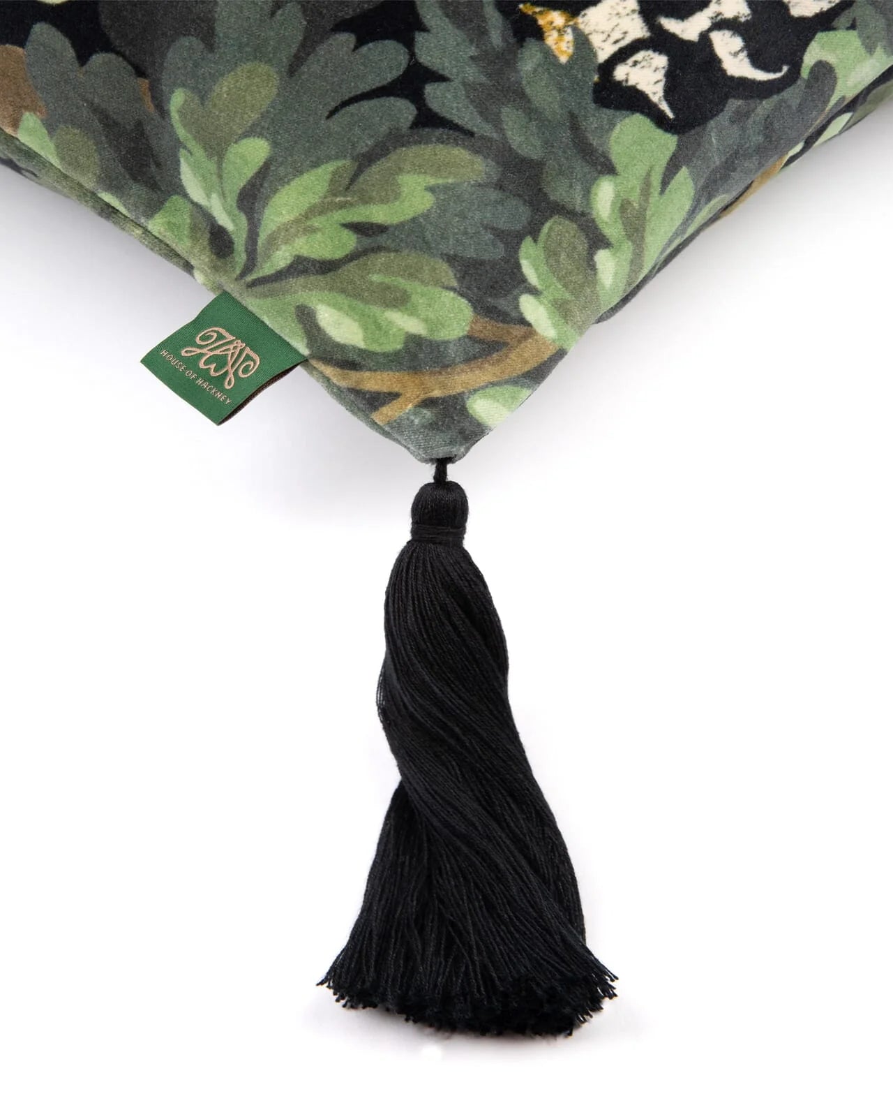 Foris Saber Large Tassel Velvet Cushion - Noir