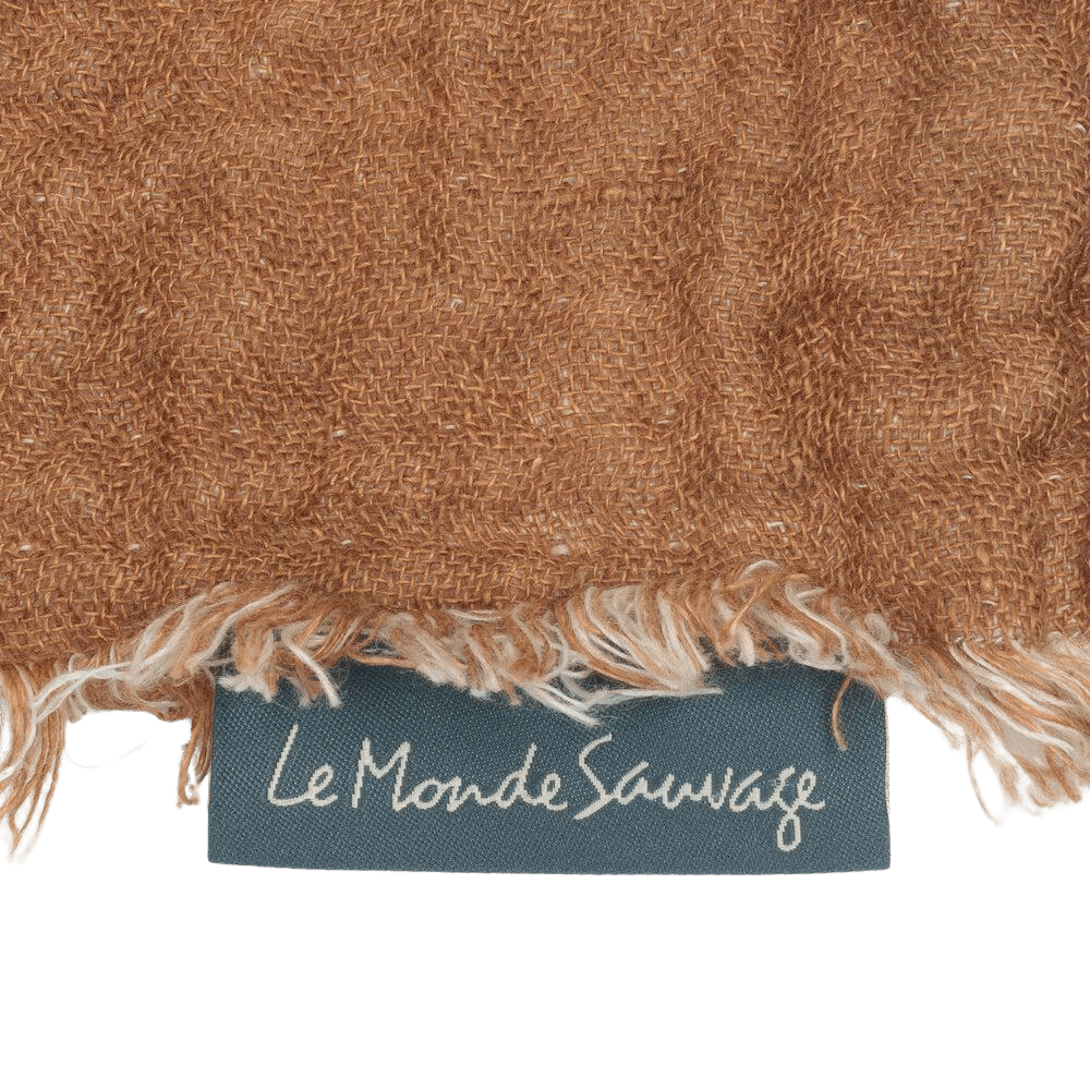 Washed Waffled Linen Blanket in Leather Color