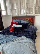 Washed Waffled Linen Blanket in Vintage Jeans