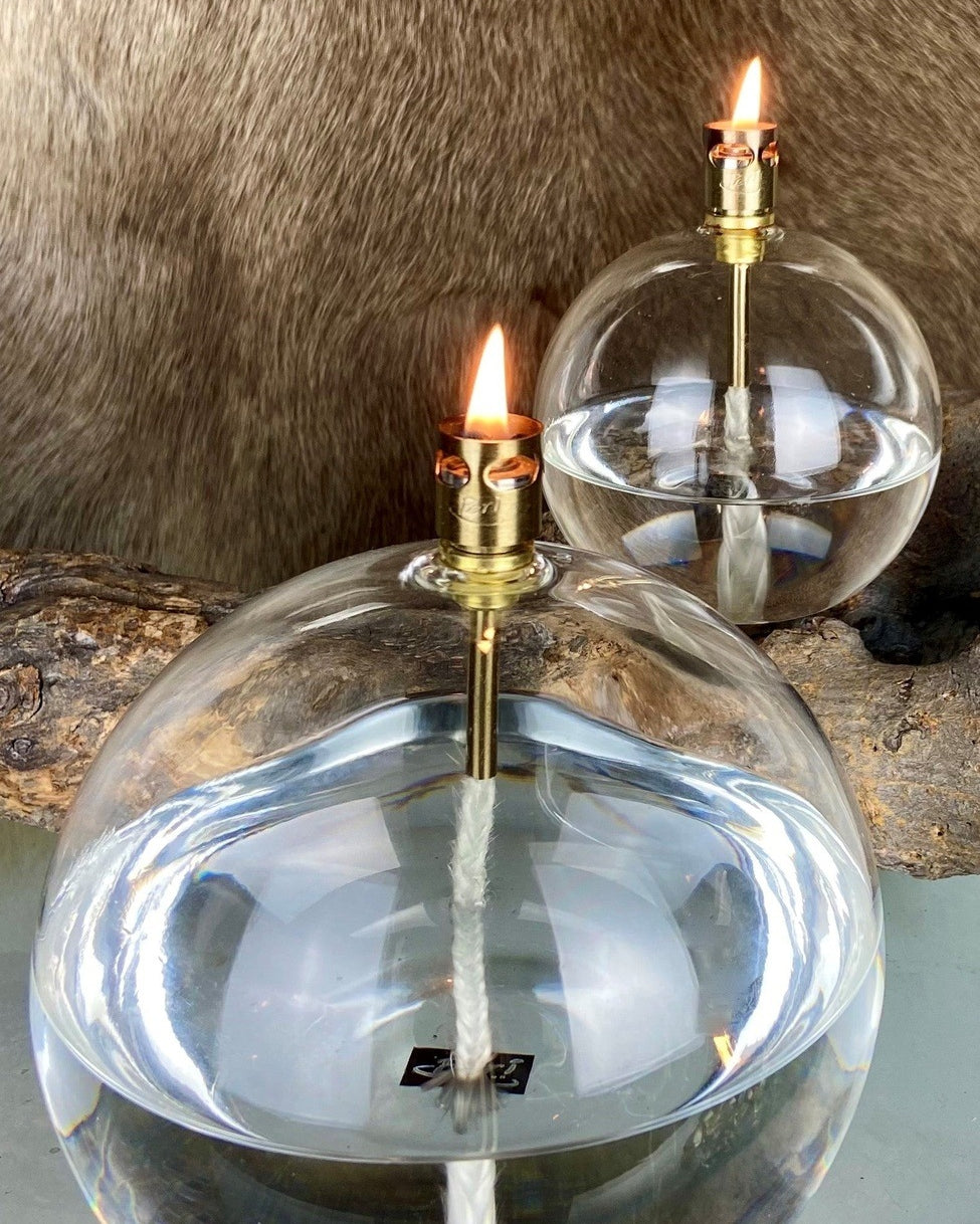 Large Round Oil Lamp in Brass