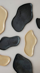 Handmade ceramic starter plate, raw decorative jewelry tray: Black / L