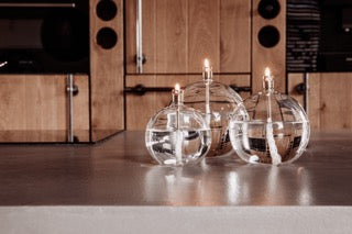 Large Round Oil Lamp in Brass