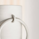 Handmade raw ceramic vase big ring design: Beige