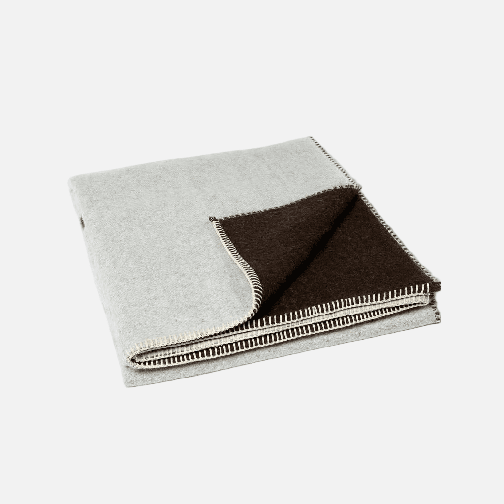 Berlin Reversible Throw in Ivory & Coffee