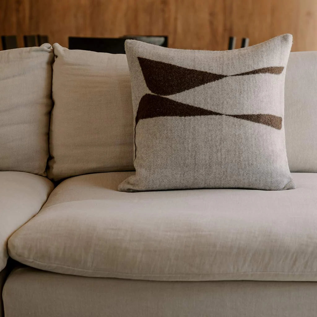 Berlin Throw Pillow in Ivory & Coffee