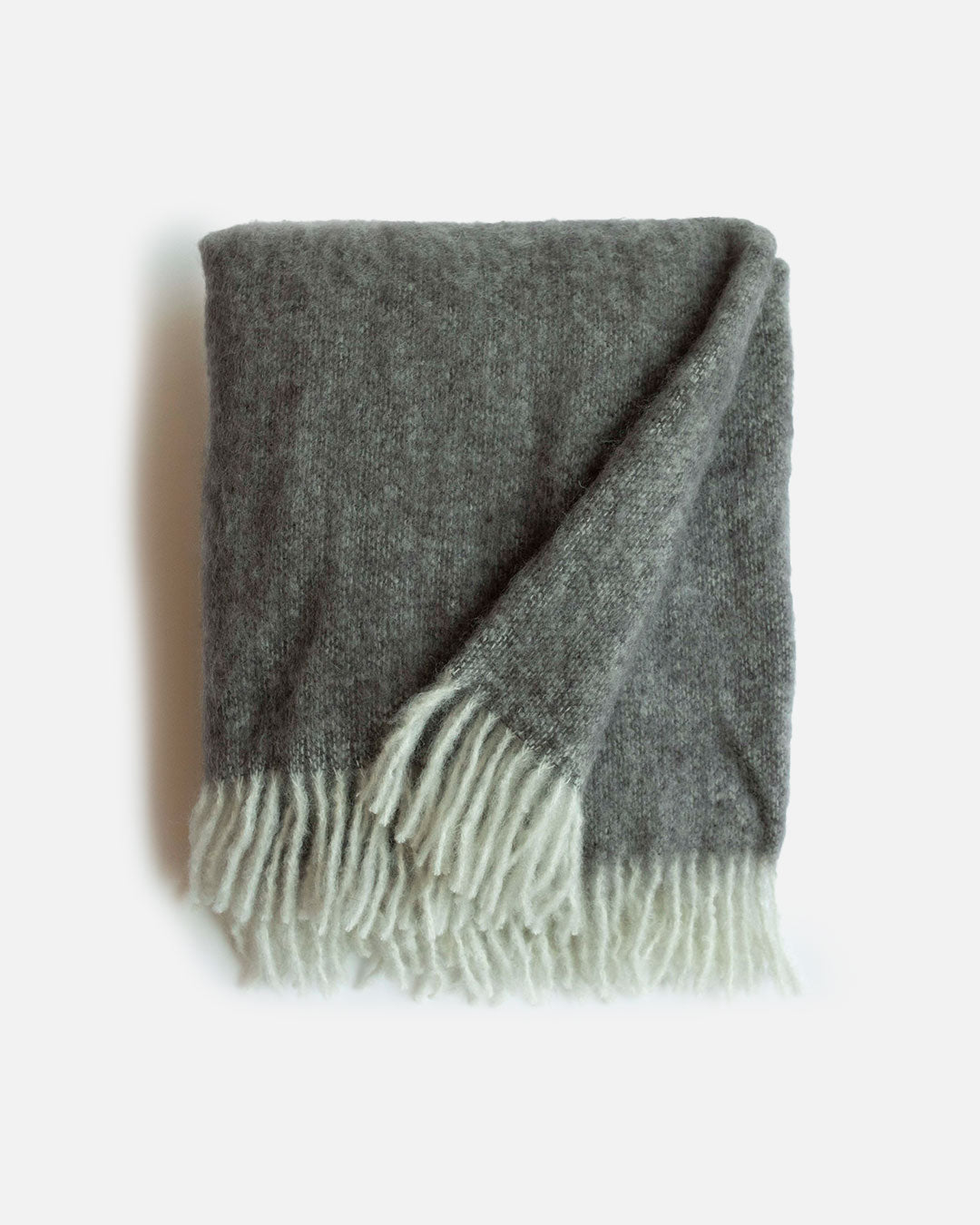 Bright White & Charcoal Melange Mohair Throw