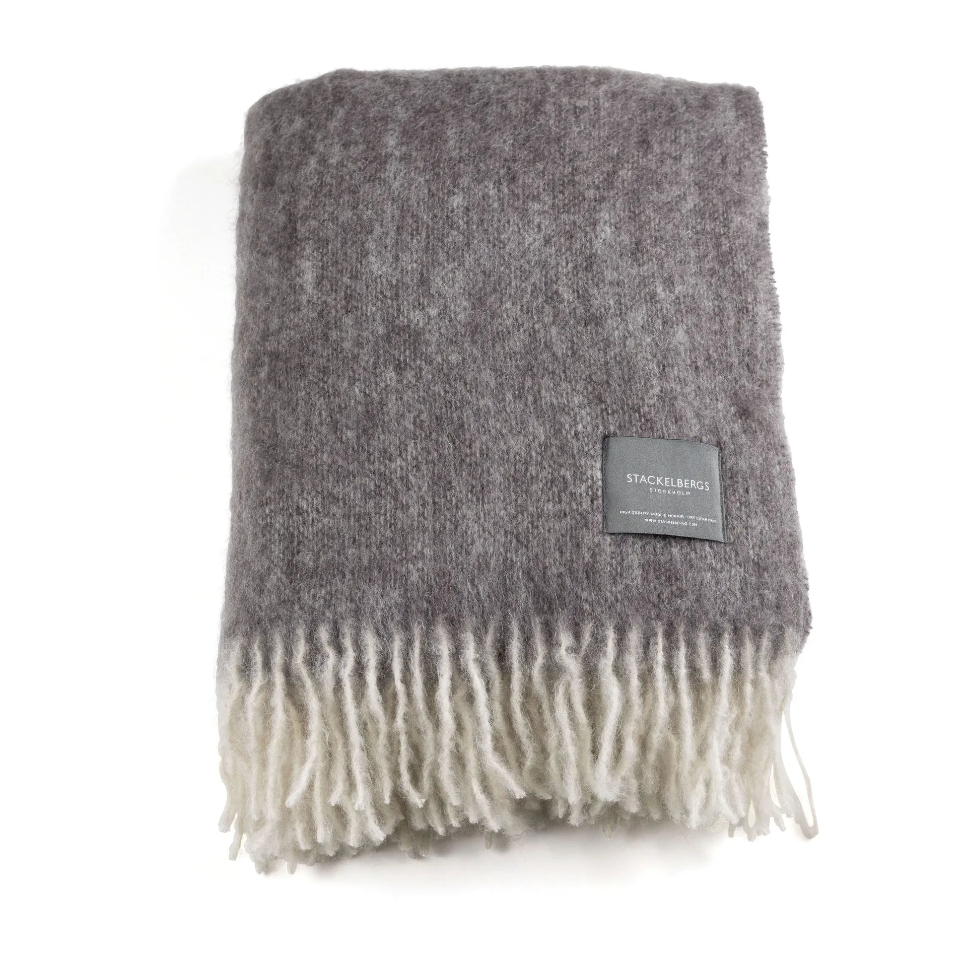 Bright White & Charcoal Melange Mohair Throw