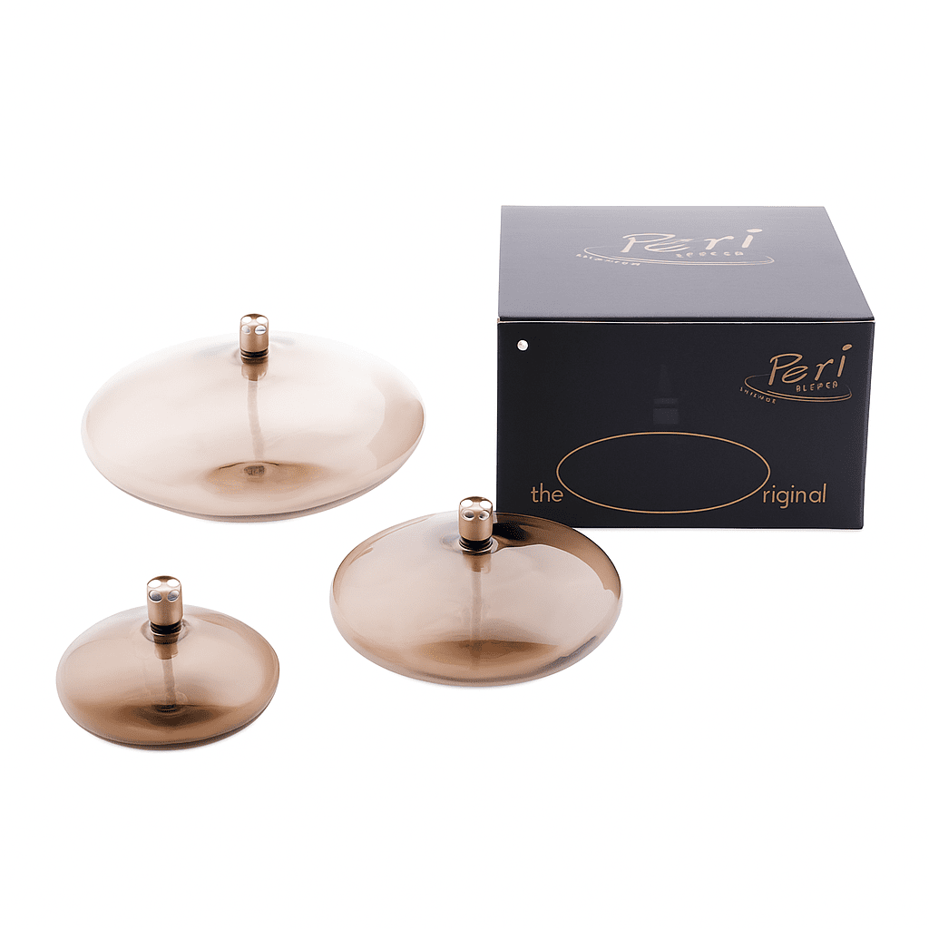 Large Disc Oil Lamp in Champagne