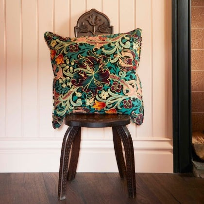 Golden Lily Large Velvet Cushion in Apatite