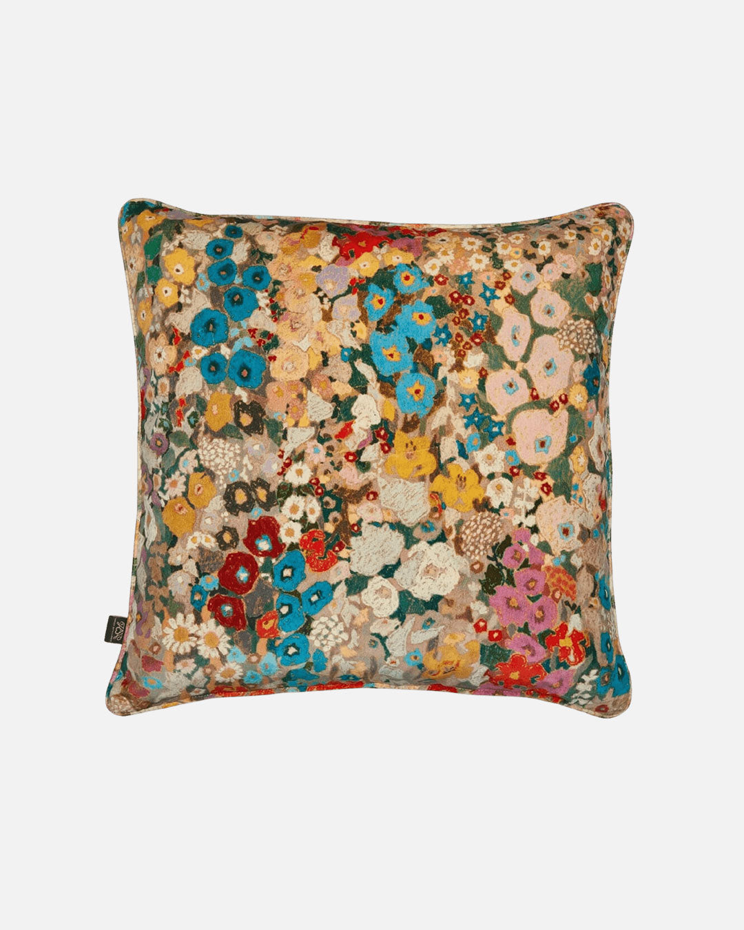 Hollyhocks Large Velvet Cushion in Autumn