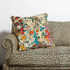 Hollyhocks Large Velvet Cushion in Autumn