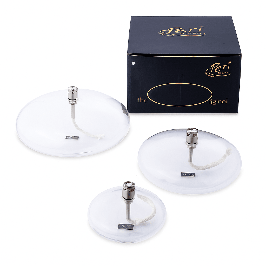 Large Disc Oil Lamp in Chrome