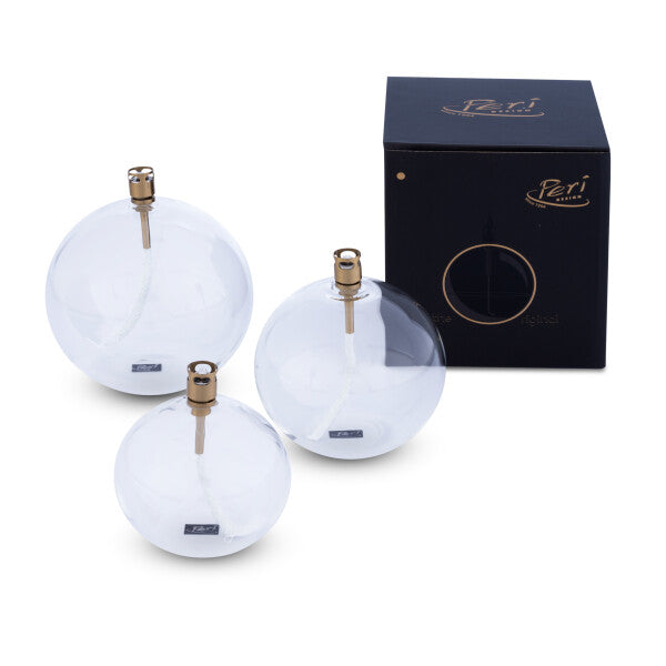 Large Round Oil Lamp in Brass