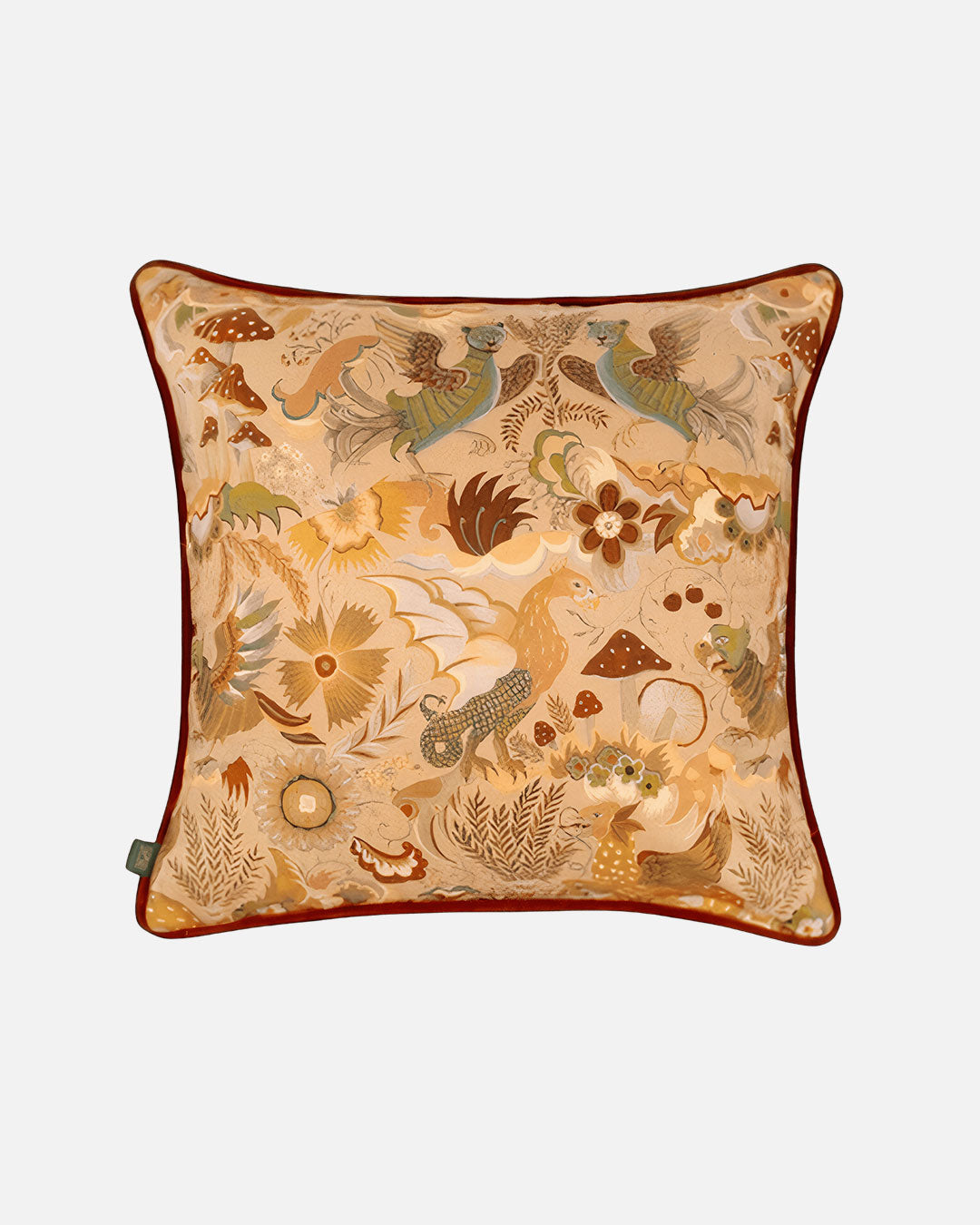 Phantasia Large Piped Cotton Satin Cushion in Taupe