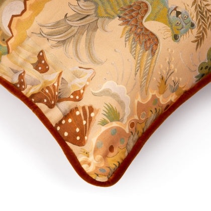 Phantasia Large Piped Cotton Satin Cushion in Taupe