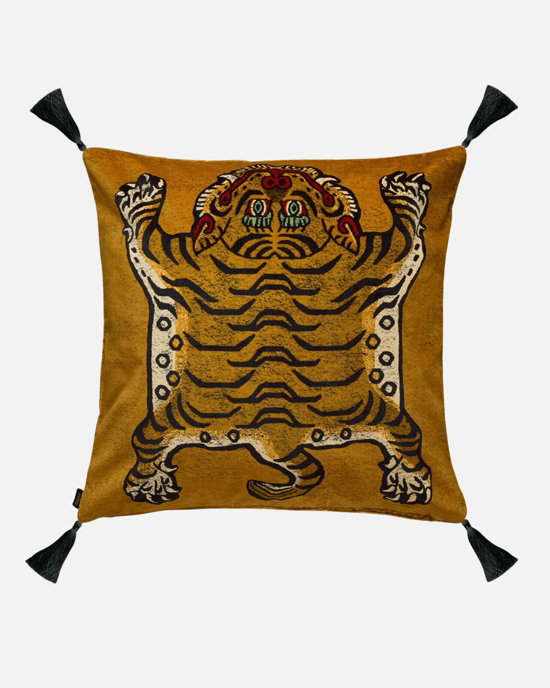 Saber Large Tassel Velvet Cushion in Gold