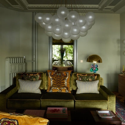 Saber Large Tassel Velvet Cushion in Gold