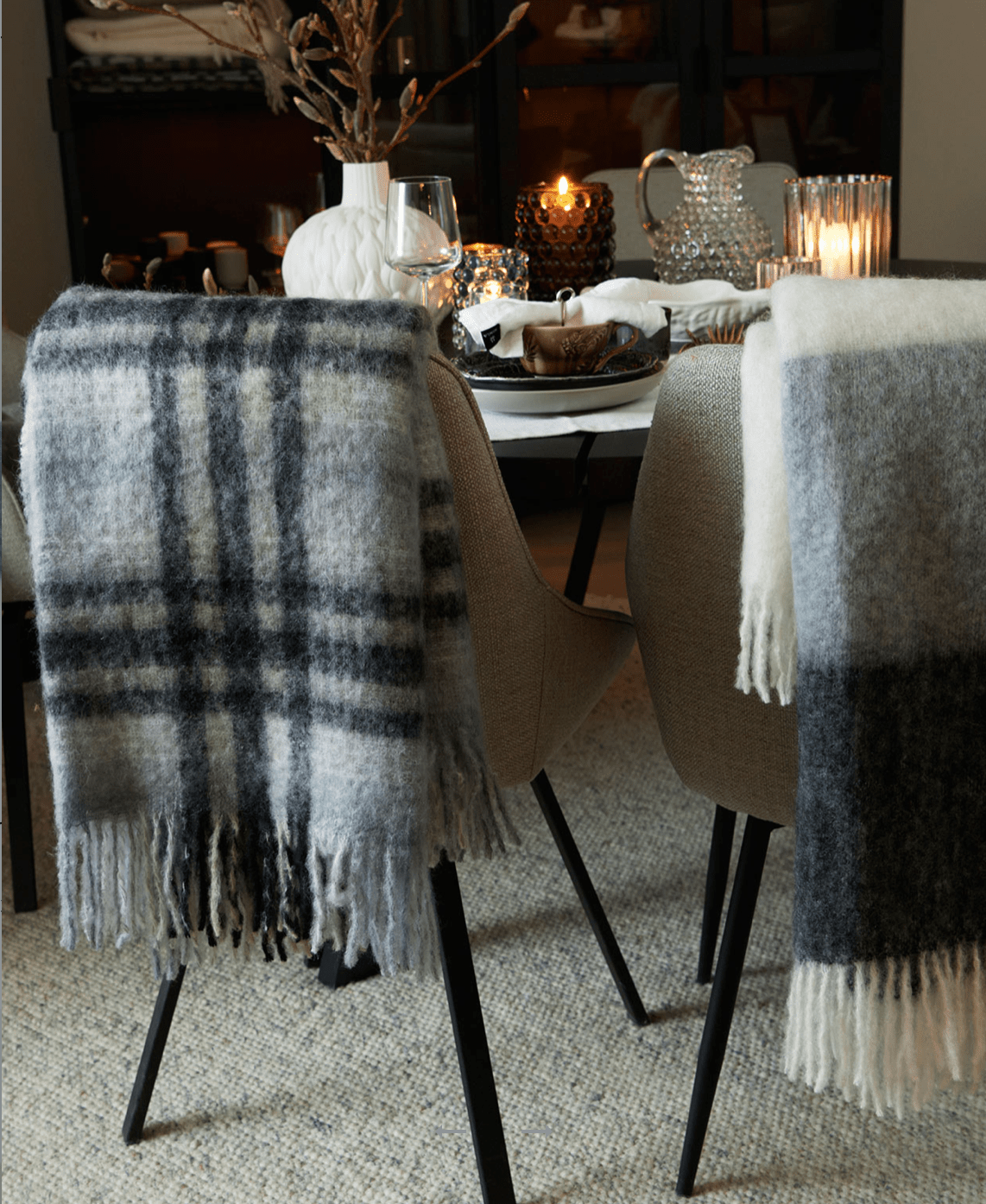 Black & Skiffer Check Mohair Throw