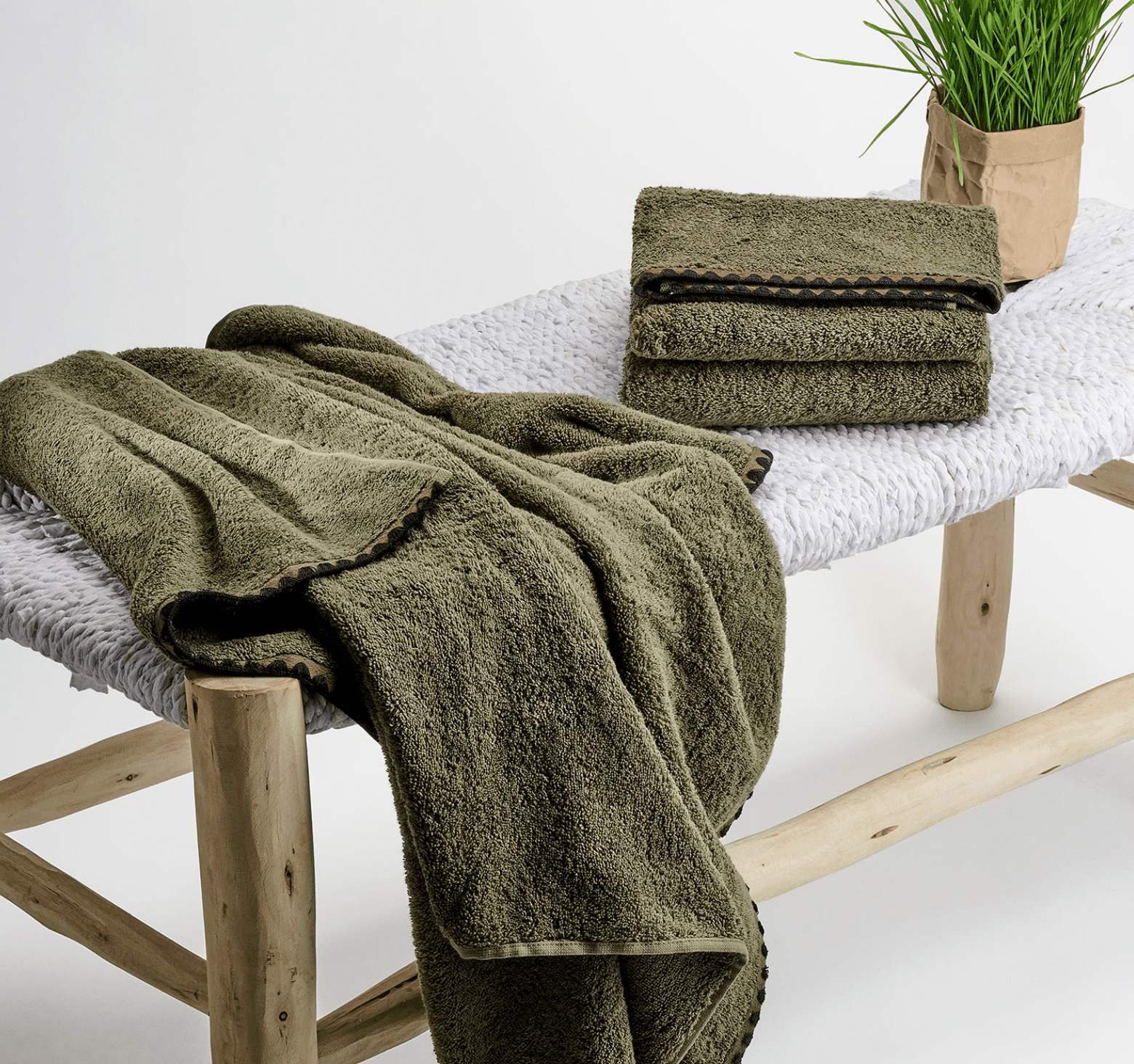 Cotton Bath Linens - Kaki