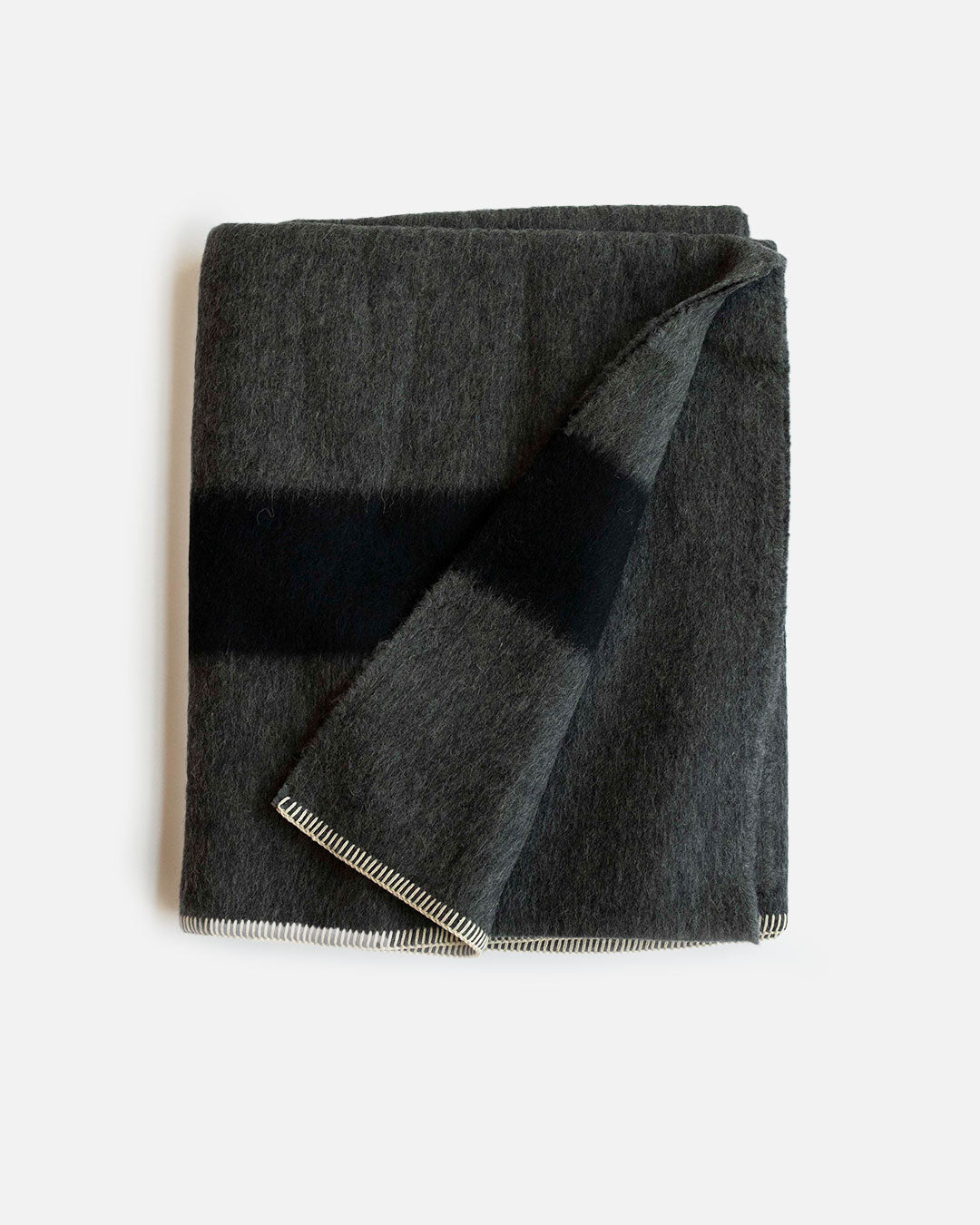 The Siempre Recycled Blanket - Charcoal with Black Stripes