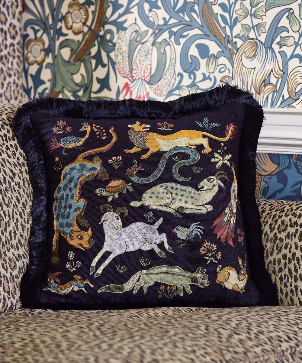 Trematonia Medium Jacquard Cushion in Ebony
