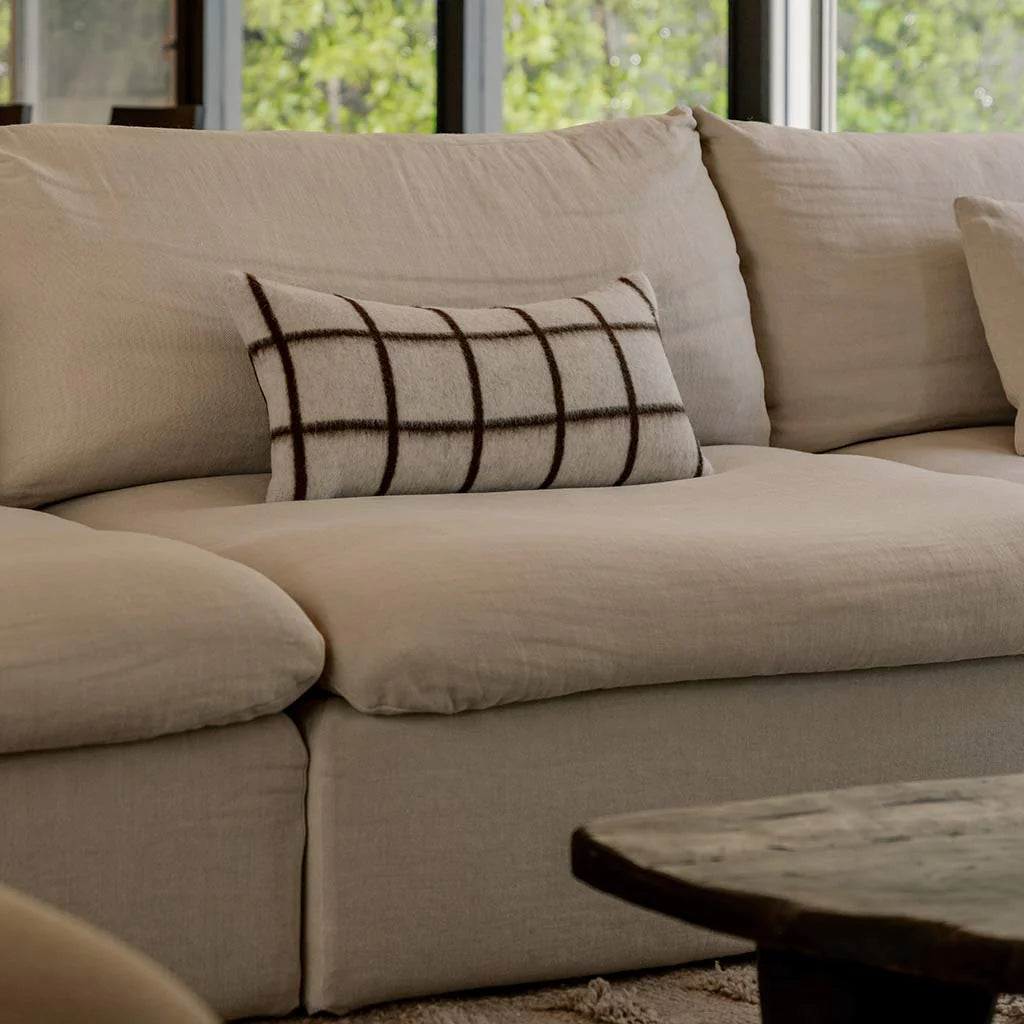 Umi Throw Pillow in Ivory & Coffee