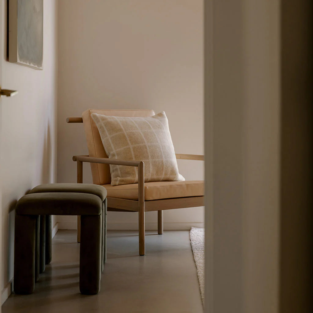 Umi Throw Pillow in Limestone & Ivory