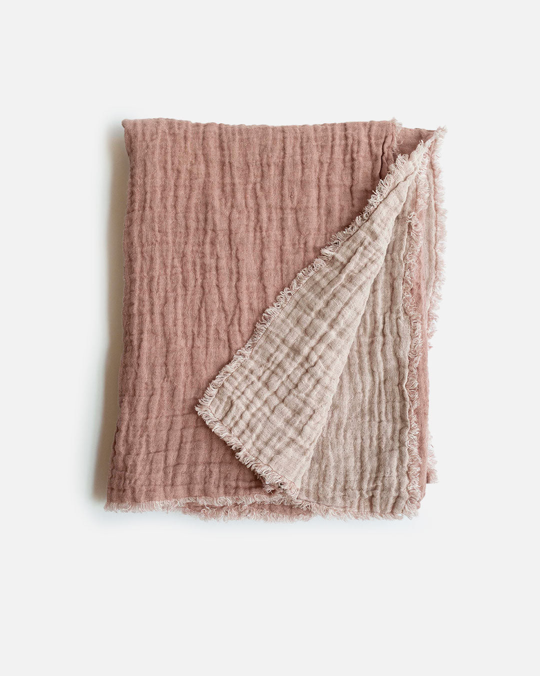 Washed Waffled Linen Blanket in Nude