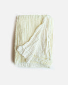 Washed Waffled Linen Blanket in White