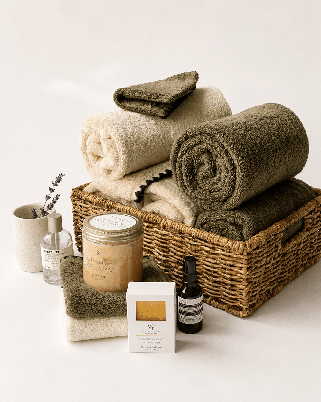 Cotton Bath Linens - Kaki
