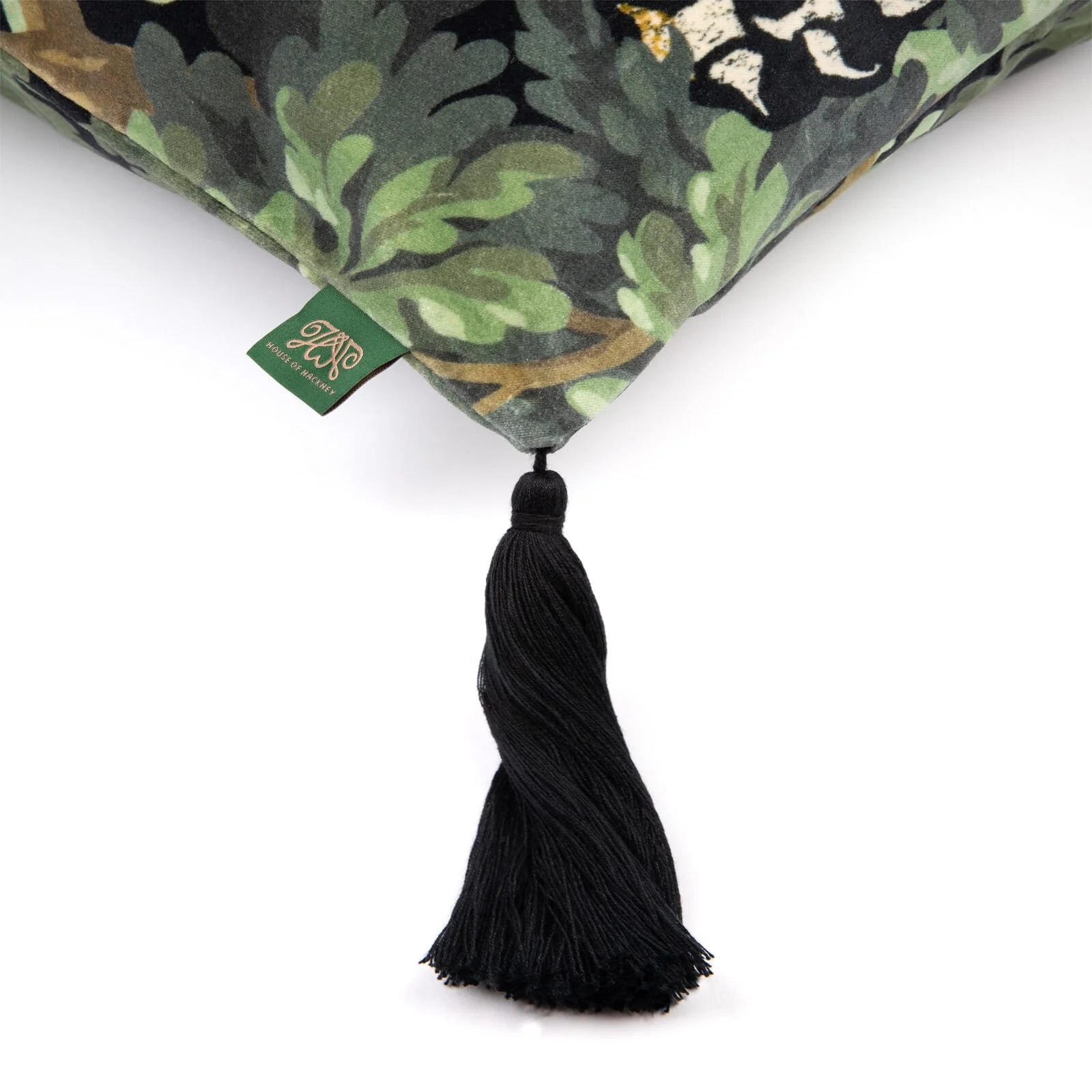 Foris Saber Large Tassel Velvet Cushion - Noir