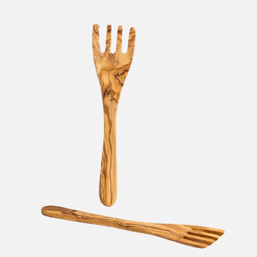 Olive Wood Serving Spatula Forks - Pair